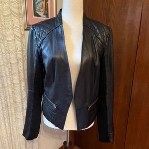 Halogen Open Front Leather Jacket.